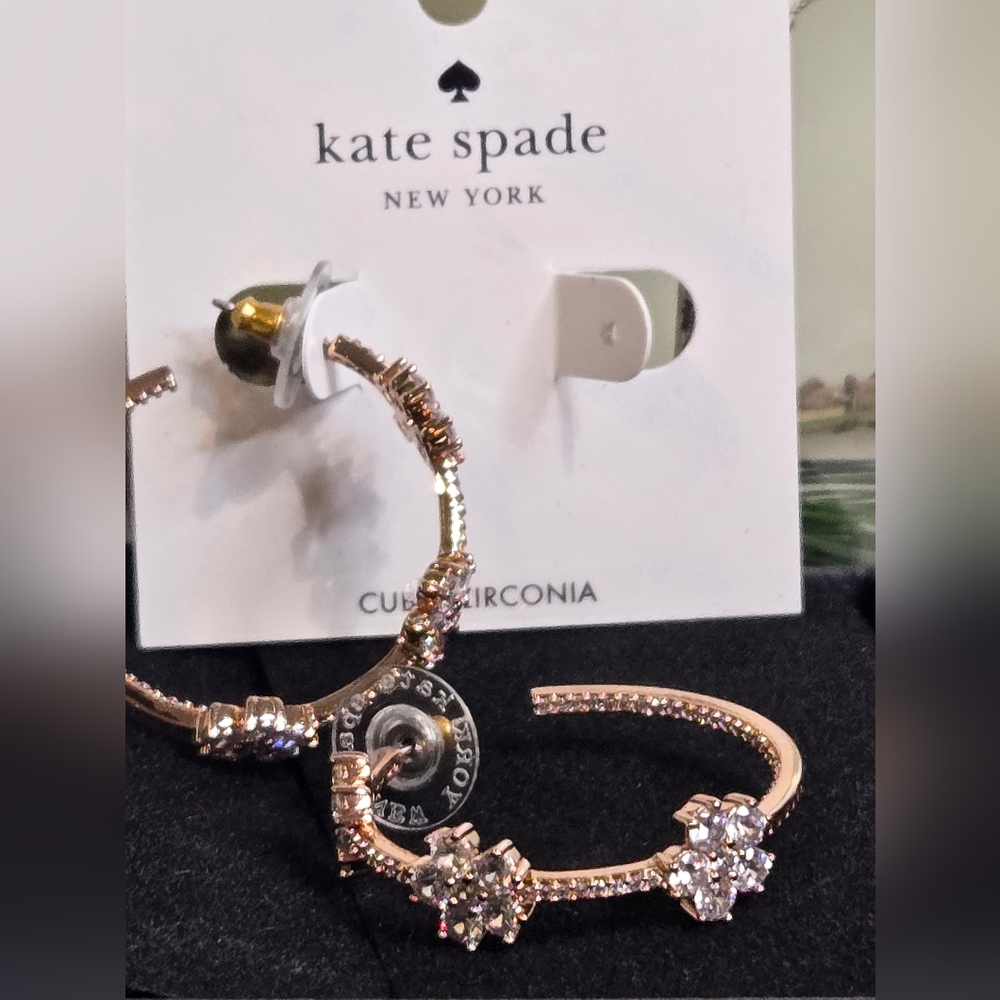 Kate Spade Rose Gold Gleaming Garden Hoop Earrings - Picture 2 of 6